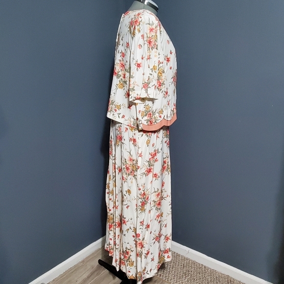 Vintage Halmode Plus Floral Church Dress Cream Pink Flowers Maxi Length Size 24W - Picture 4 of 7